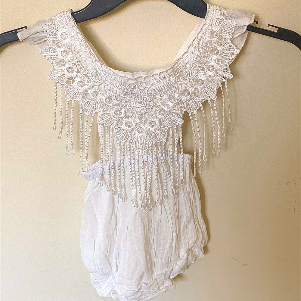 White Romper with Tassels
